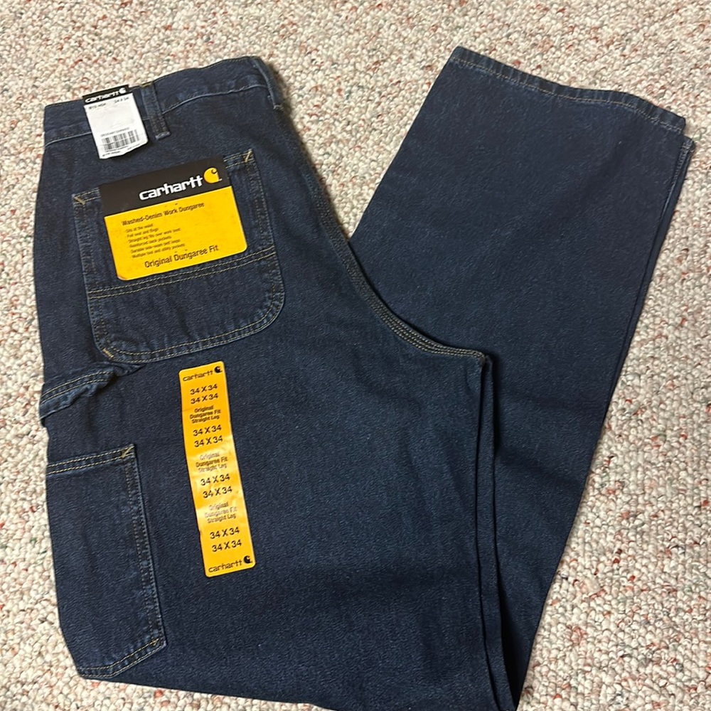 carthartt washed denim work dungaree jeans
